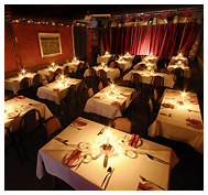 The Clarendon's dining room and stage